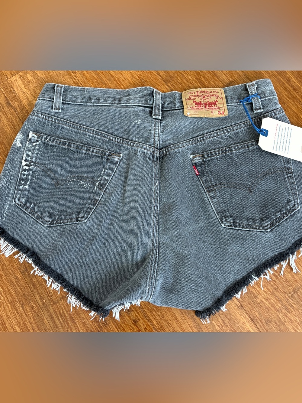 Levi's 501 Authorized Vintage Shorts Women's Grayish Black Denim Cutoffs 33W - Picture 8 of 13